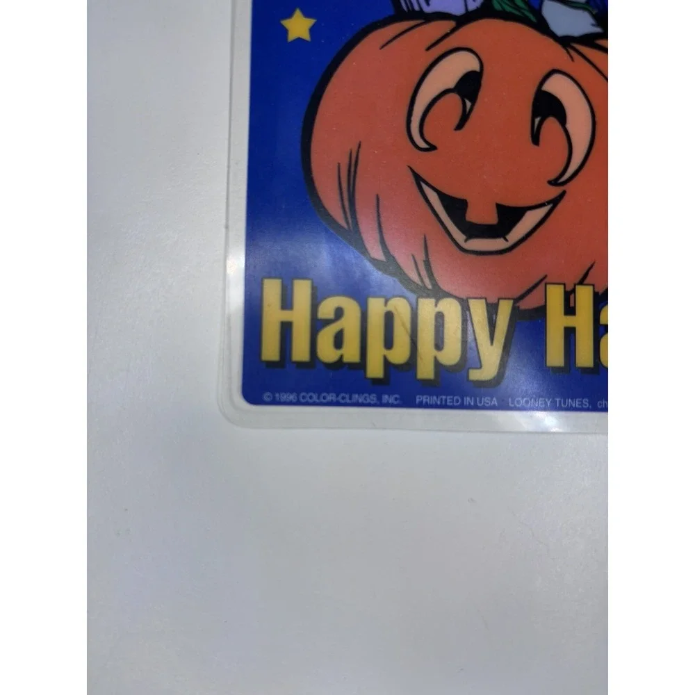 3 VINTAGE LOONEY TUNES HAPPY HALLOWEEN BUGS BUNNY 9x6 Window Suction Cup Hanger